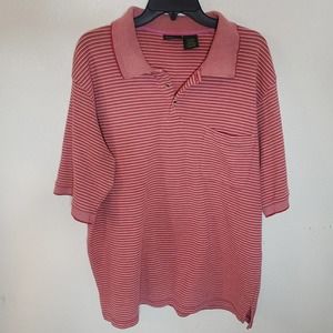 Scandia Woods Short Sleeve Pocket Polo Shirt Mens XLT Tall Red White Striped